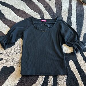 Black Ribbed Women's Blouse